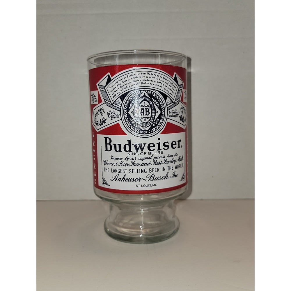 Vtg 70's Budweiser Beer Tankard Glass 6.5" Tall St. Louis Missouri Rare Novelty